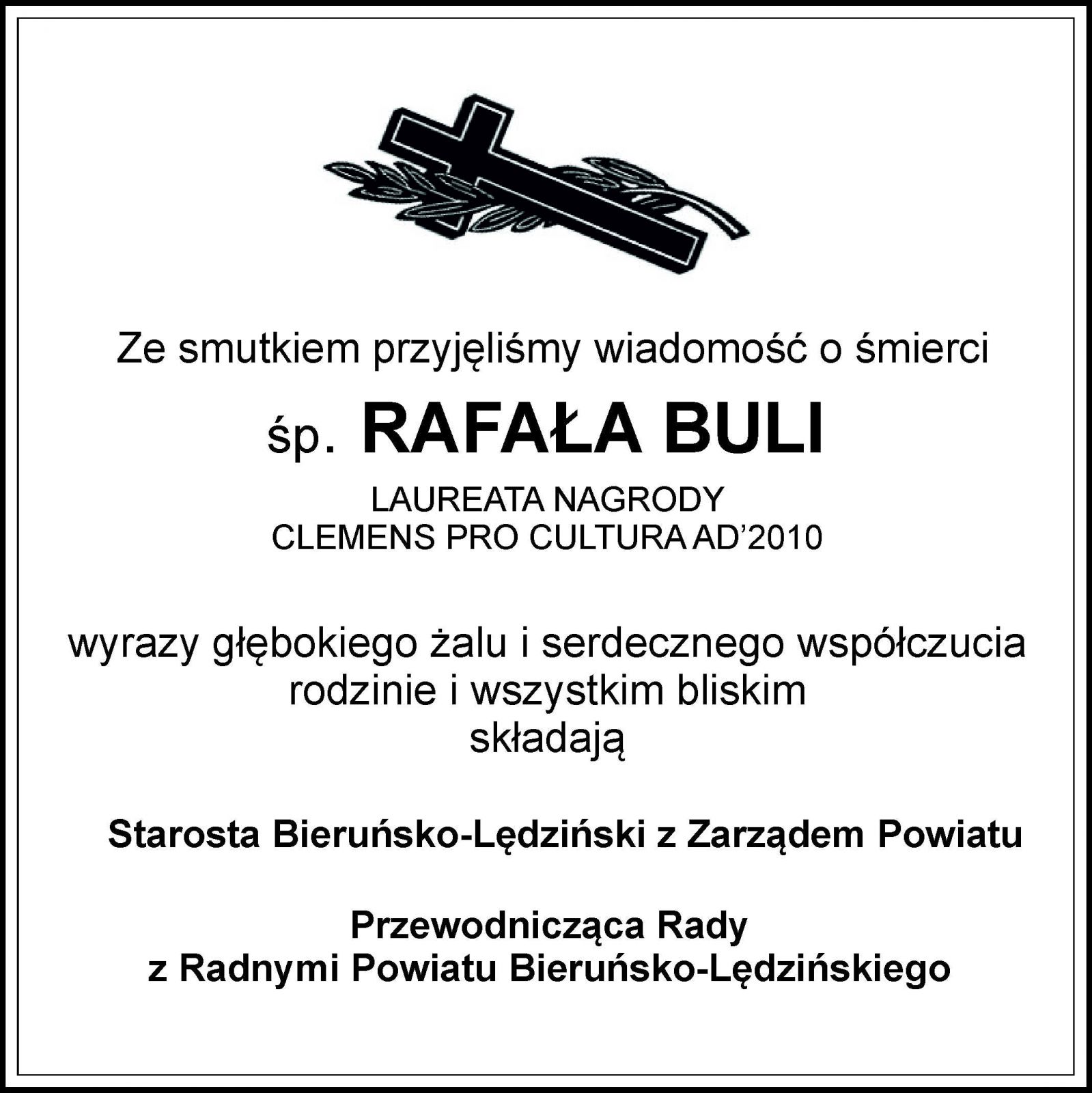 Kondoencje Rafał Bula
